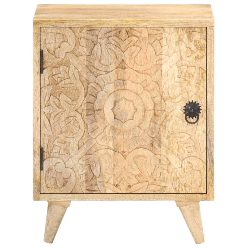 vidaXL Vyrezávaný nočný stolík 40x30x50 cm masívne mangovníkové drevo