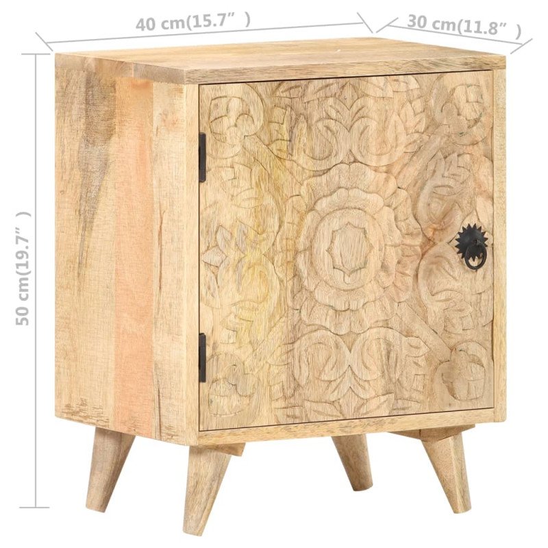 vidaXL Vyrezávaný nočný stolík 40x30x50 cm masívne mangovníkové drevo