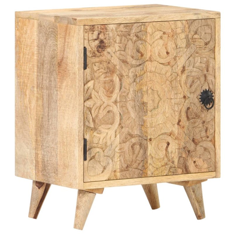 vidaXL Vyrezávaný nočný stolík 40x30x50 cm masívne mangovníkové drevo