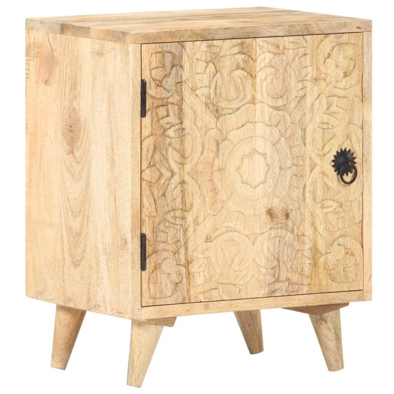 vidaXL Vyrezávaný nočný stolík 40x30x50 cm masívne mangovníkové drevo