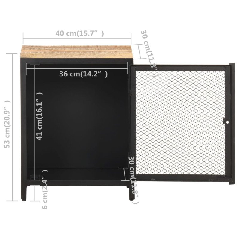 vidaXL Nočný stolík 40x30x53 cm surové mangovníkové drevo