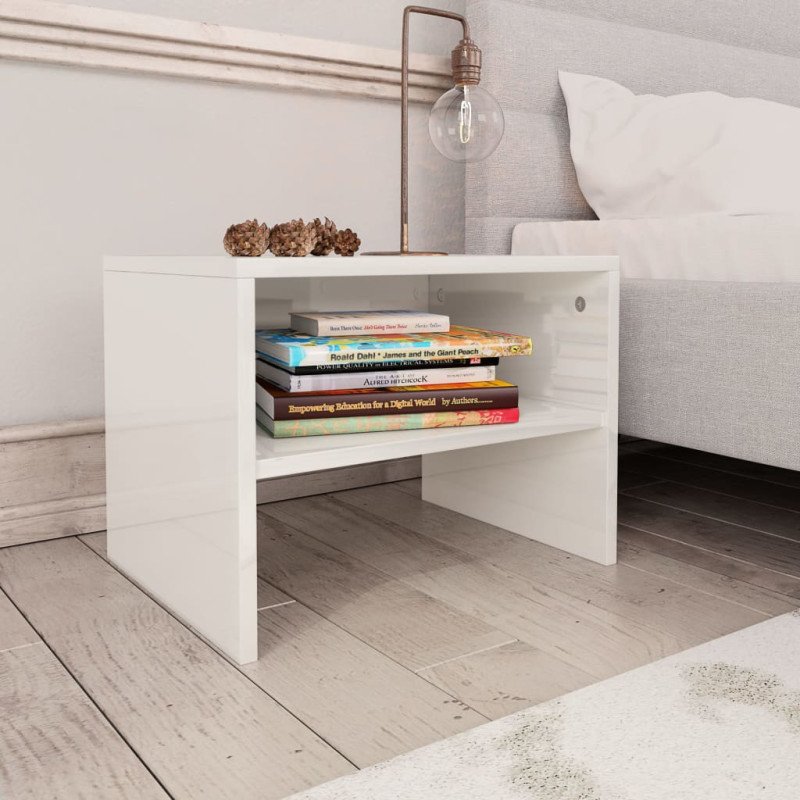 vidaXL Nočné stolíky 2 ks biele 40x30x30 cm drevotrieska vysokolesklé 