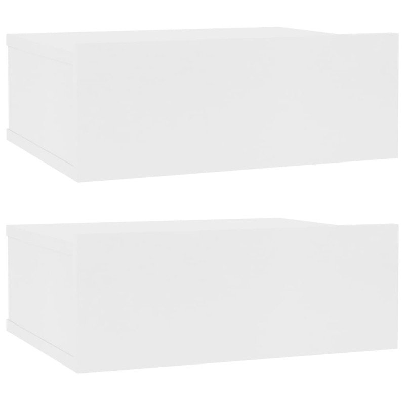 vidaXL Nástenné nočné stolíky 2 ks, biele 40x30x15cm, kompozitné drevo