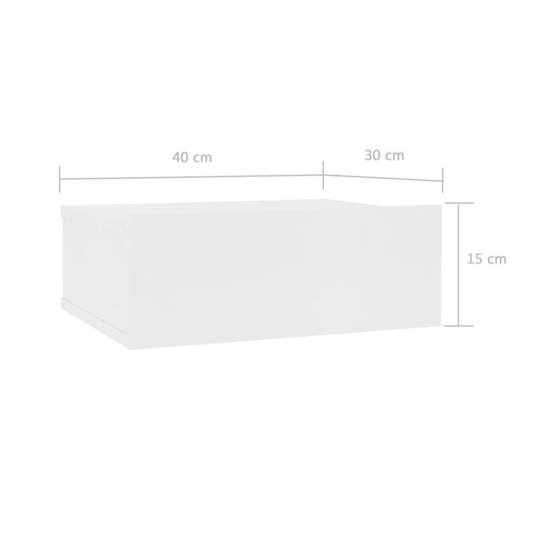 vidaXL Nástenné nočné stolíky 2 ks, biele 40x30x15cm, kompozitné drevo