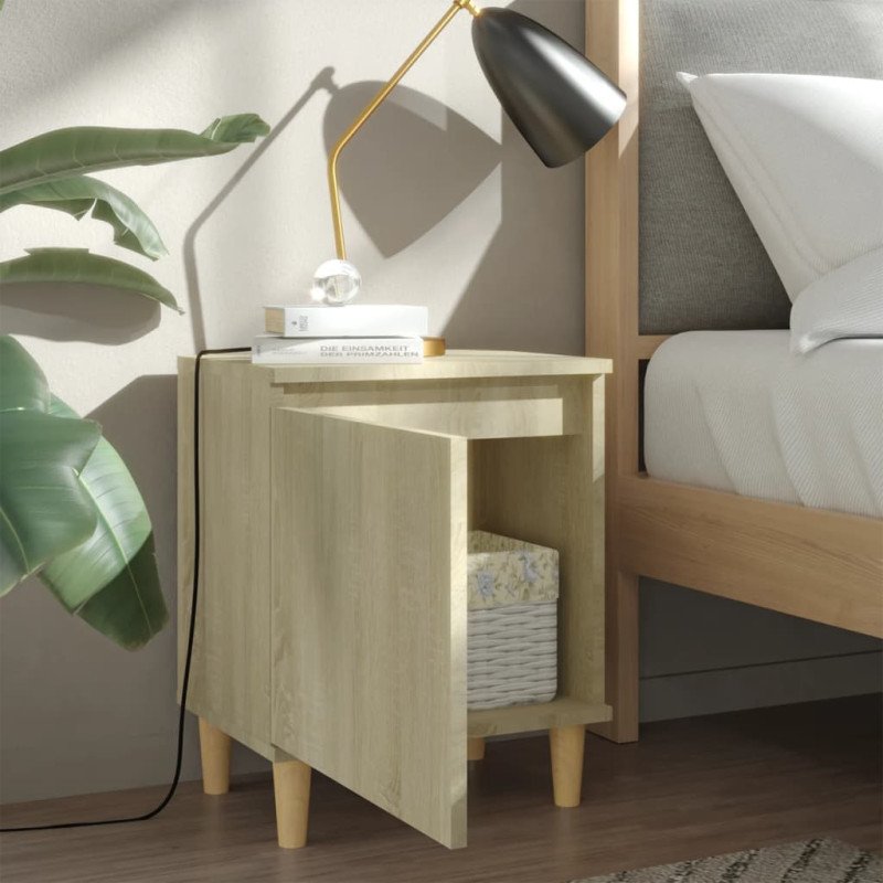 vidaXL Nočný stolík s nohami z masívneho dreva dub sonoma 40x30x50 cm