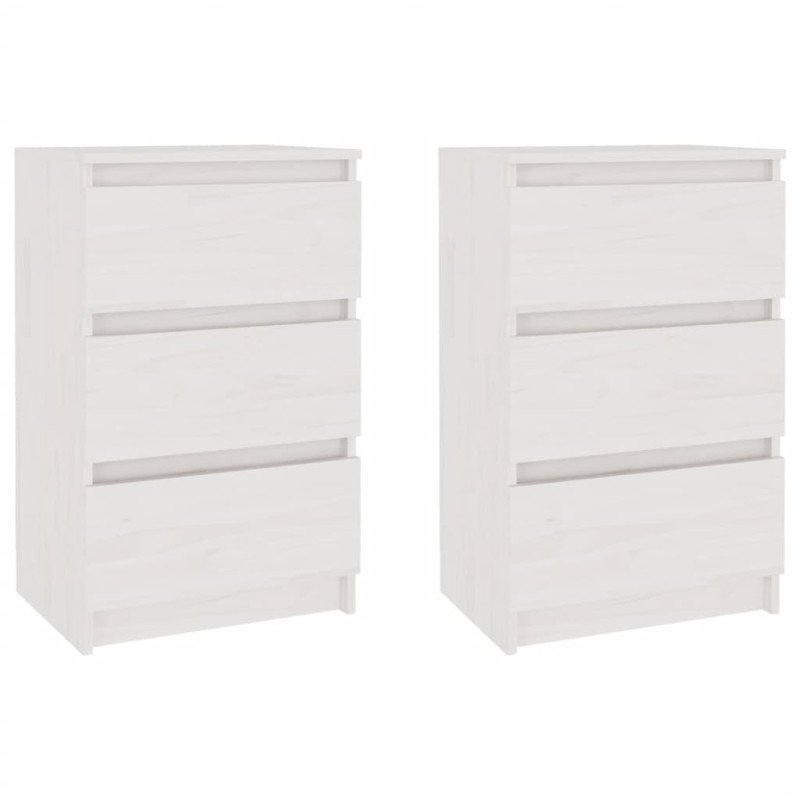 vidaXL Nočné stolíky 2 ks biele 40x29,5x64 cm borovicový masív