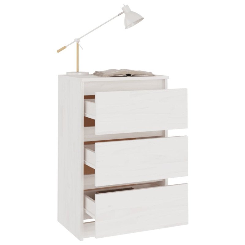 vidaXL Nočné stolíky 2 ks biele 40x29,5x64 cm borovicový masív