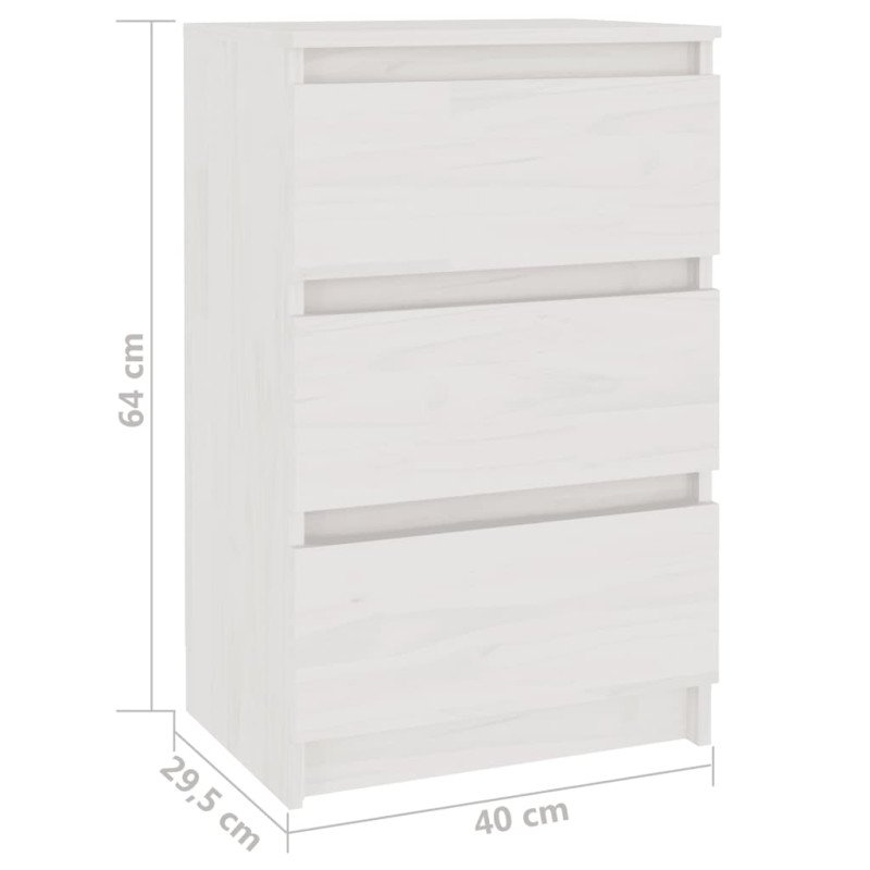 vidaXL Nočné stolíky 2 ks biele 40x29,5x64 cm borovicový masív