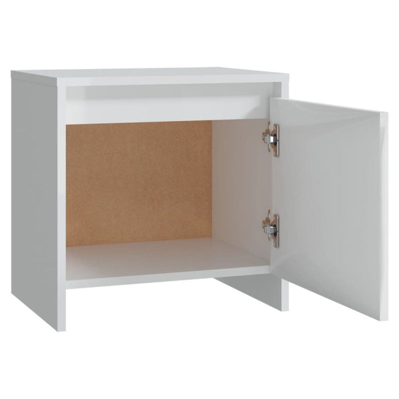 vidaXL Nočný stolík lesklý biely 45x34x44,5 cm drevotrieska