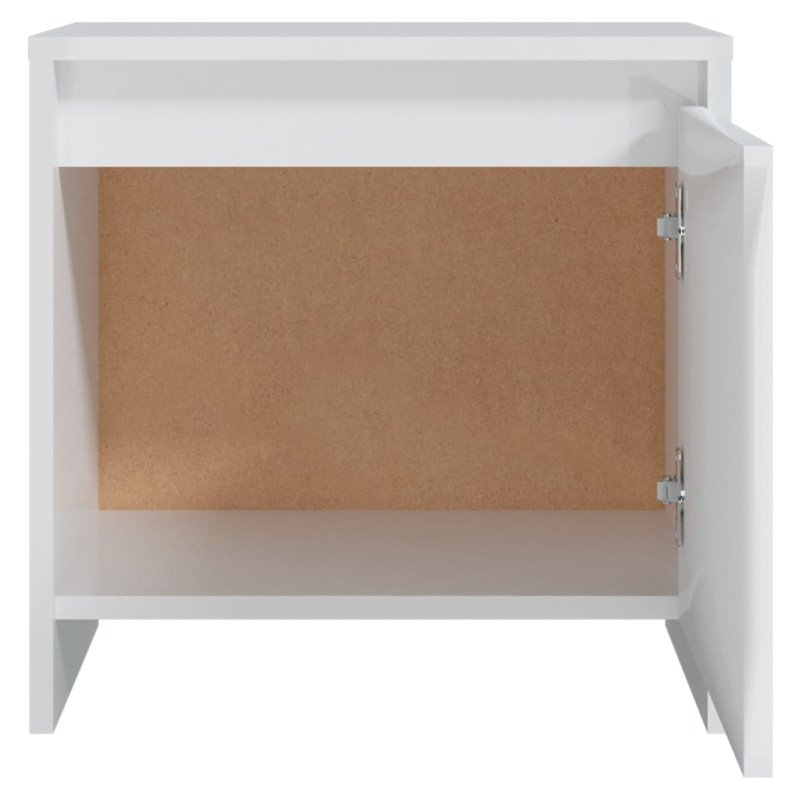 vidaXL Nočný stolík lesklý biely 45x34x44,5 cm drevotrieska