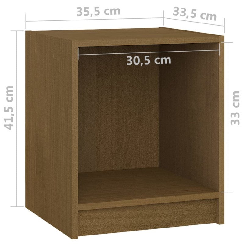 vidaXL Nočné stolíky 2 ks medovo-hnedé 35,5x33,5x41,5 cm borovicový masív