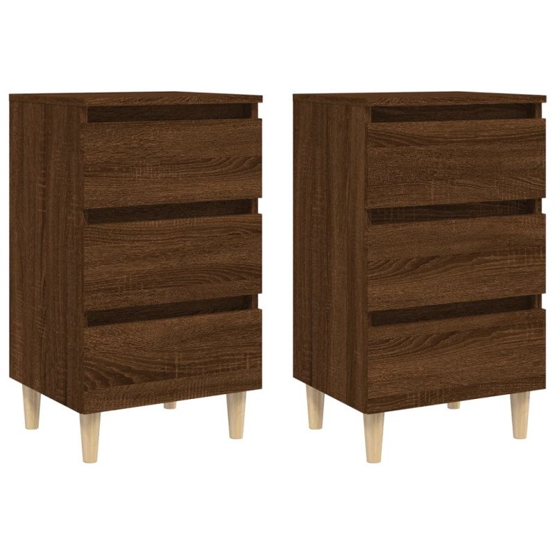 vidaXL Nočné stolíky nohy z masívneho dreva 2 ks hnedý dub 40x35x69cm