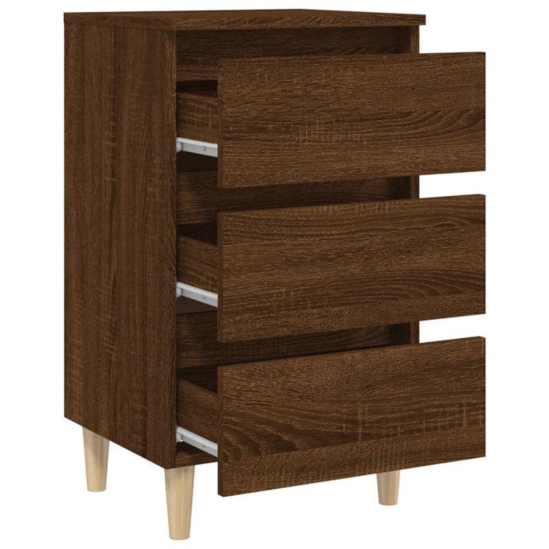 vidaXL Nočné stolíky nohy z masívneho dreva 2 ks hnedý dub 40x35x69cm