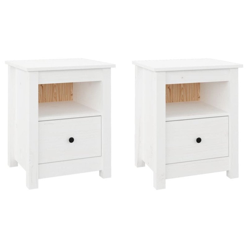 vidaXL Nočné stolíky 2 ks biele 40x35x49 cm masívne borovicové drevo