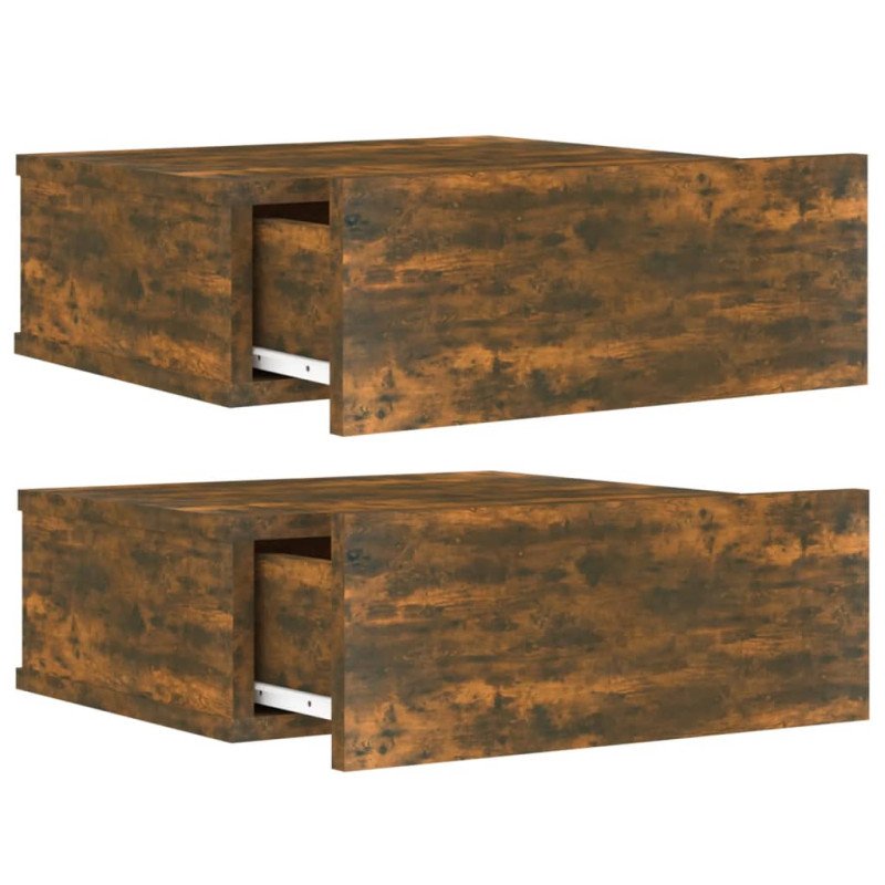 vidaXL Nástenné nočné stolíky 2 ks dymový dub 40x30x15 cm sprac.drevo