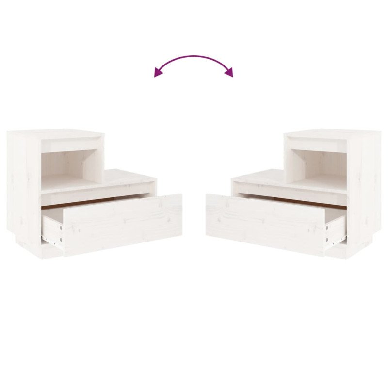 vidaXL Nočné stolíky 2 ks biele 60x34x51 cm masívne borovicové drevo