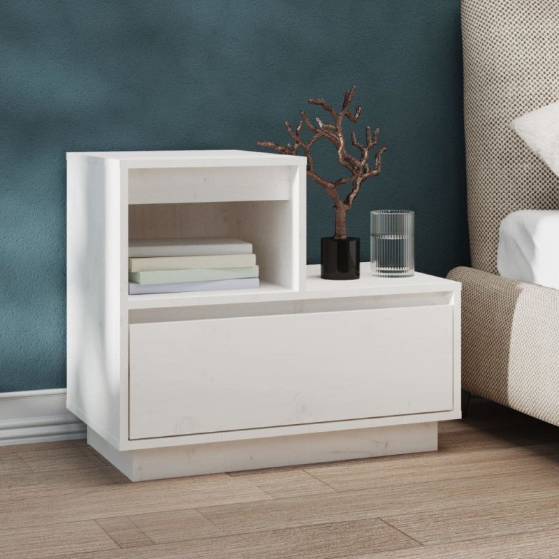 vidaXL Nočné stolíky 2 ks biele 60x34x51 cm masívne borovicové drevo