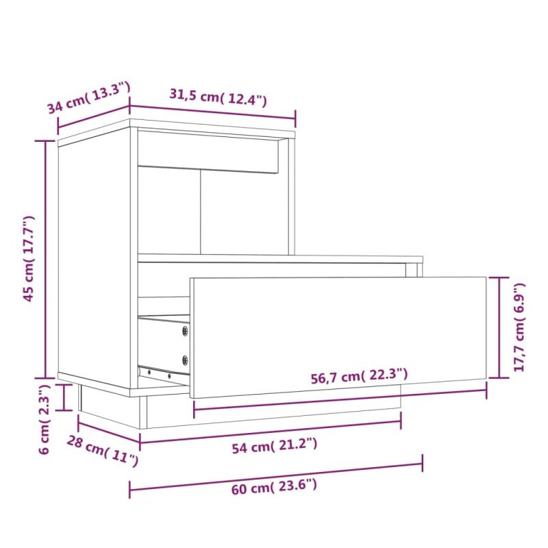 vidaXL Nočné stolíky 2 ks biele 60x34x51 cm masívne borovicové drevo