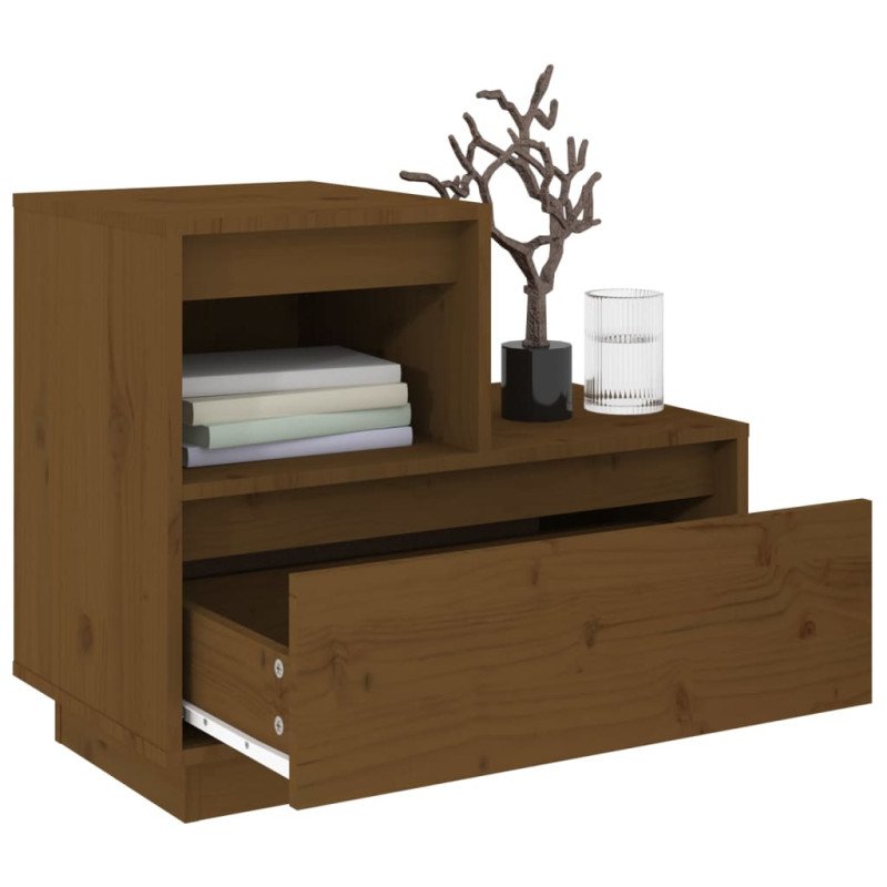 vidaXL Nočný stolík medovo-hnedý 60x34x51 cm masívne borovicové drevo