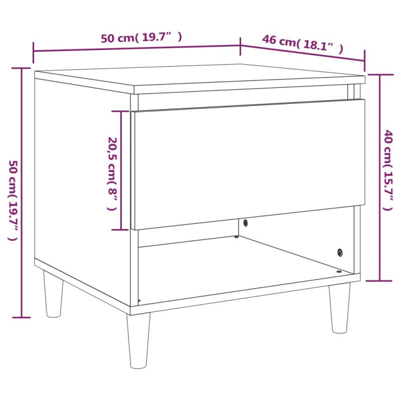 vidaXL Nočné stolíky 2 ks sivý dub sonoma 50x46x50 spracované drevo