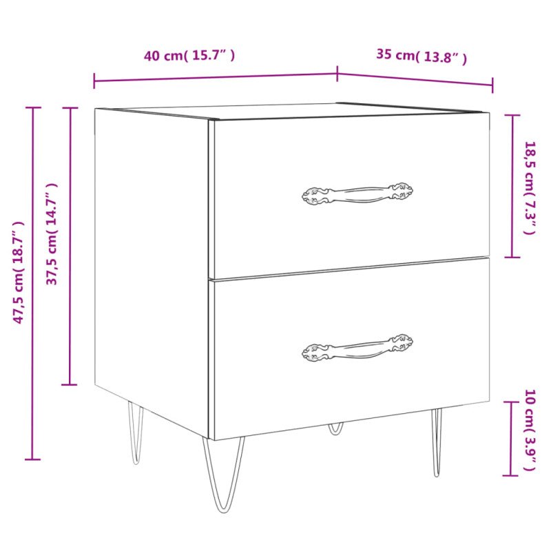 vidaXL Nočné stolíky 2 ks betónovo sivé 40x35x47,5 cm kompozitné drevo