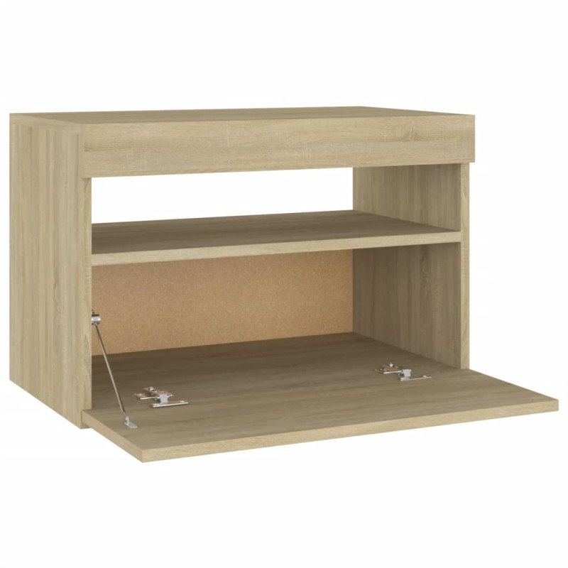 vidaXL Nočný stolík a LED svetlá 2 ks dub sonoma 60x35x40 cm