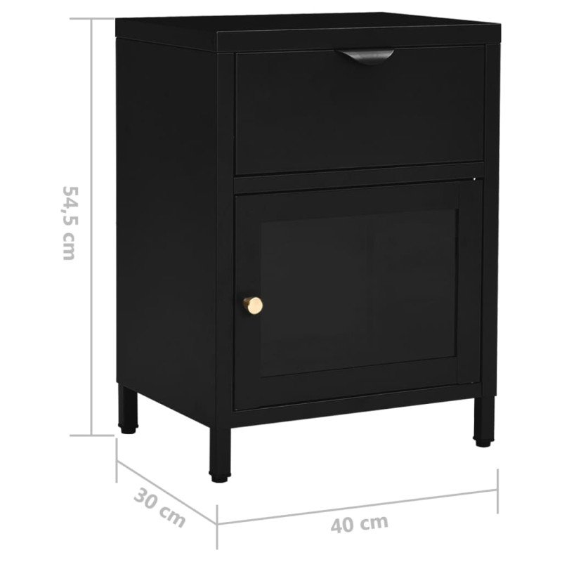 vidaXL Nočné stolíky 2 ks čierne 40x30x54,5 cm oceľ a sklo