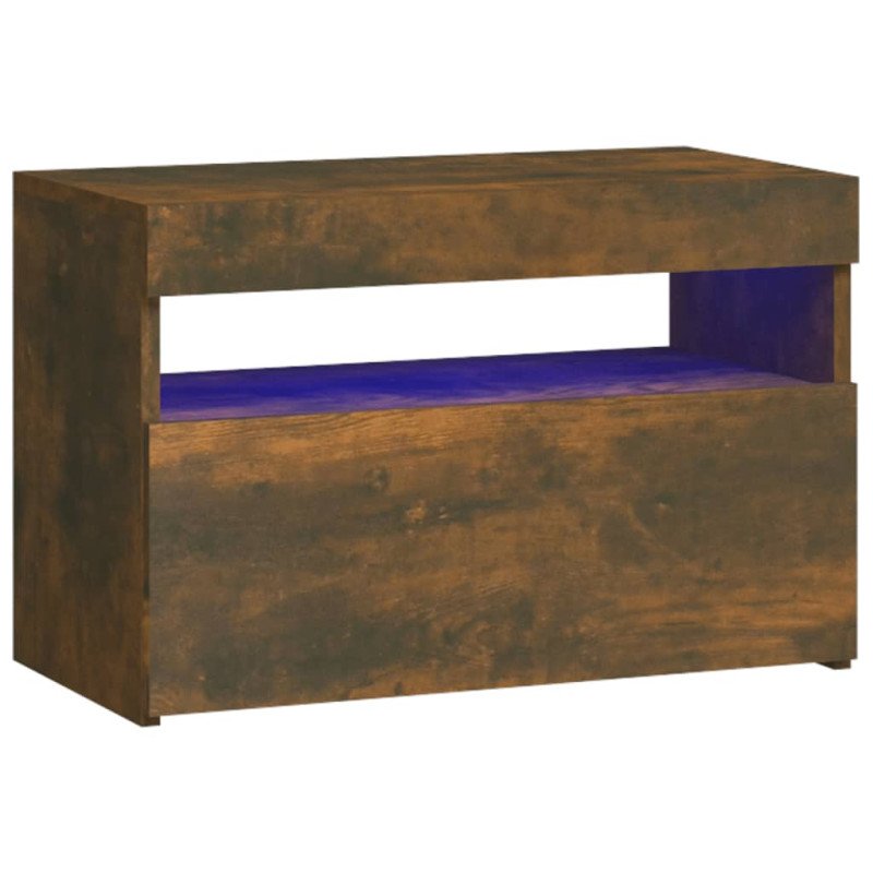 vidaXL Nočný stolík s LED svetlami dymový dub 60x35x40 cm