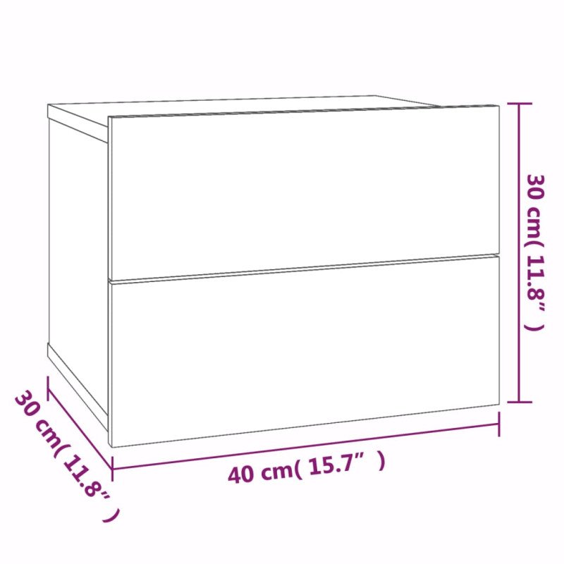 vidaXL Nočné stolíky 2 ks sivý dub sonoma 40x30x30 cm spracované drevo
