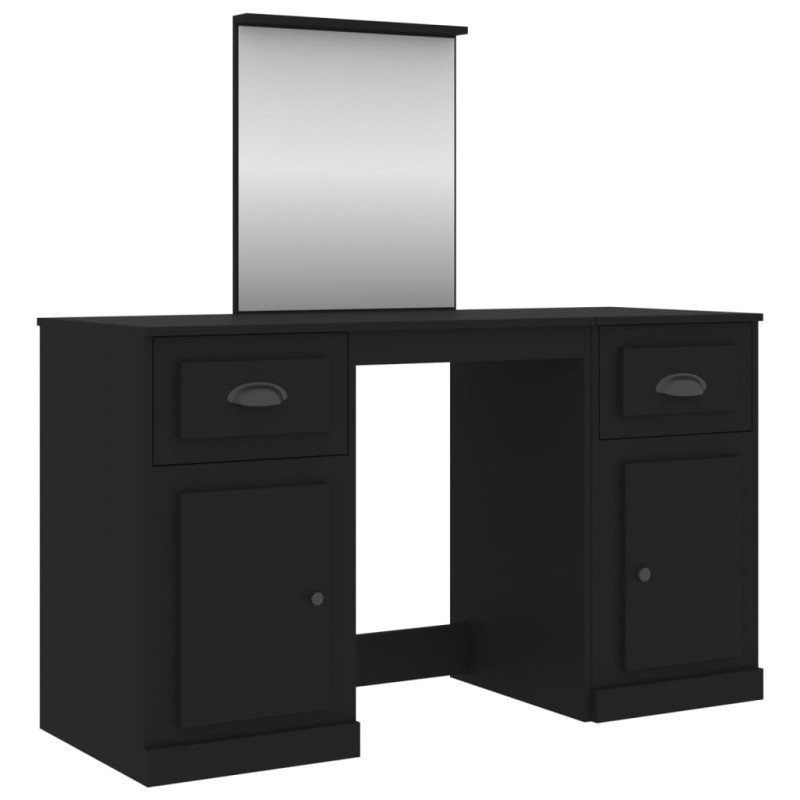 vidaXL Toaletný stolík so zrkadlom čierny 130x50x132,5 cm