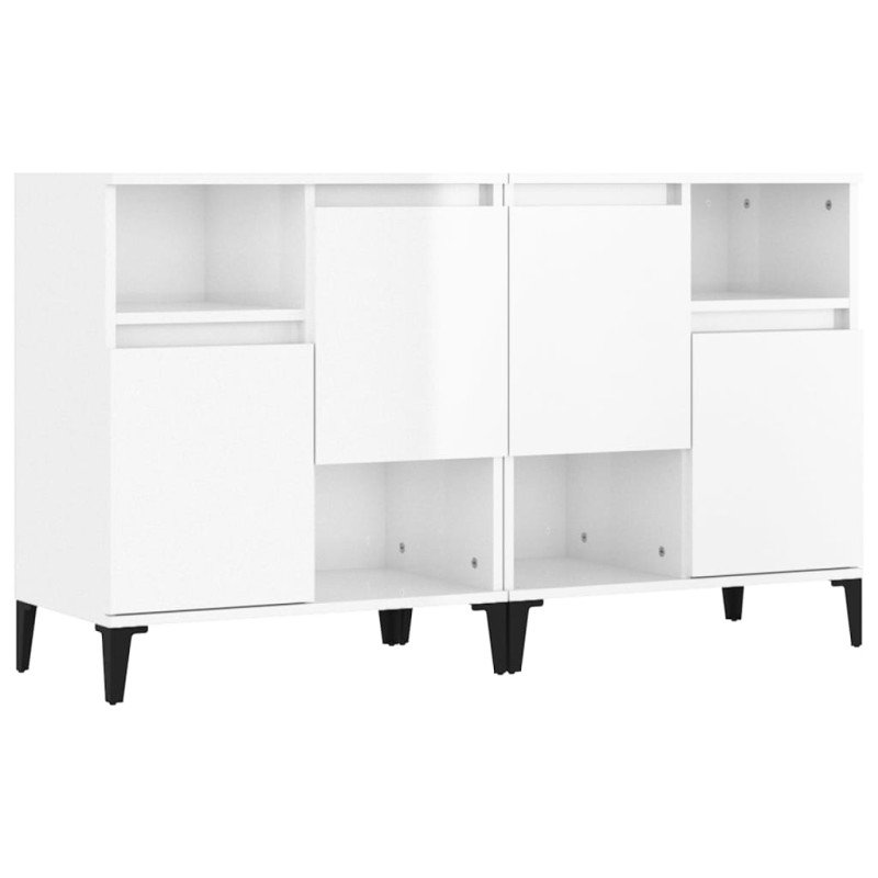 vidaXL Komody 2 ks lesklé biele 60x35x70 cm kompozitné drevo