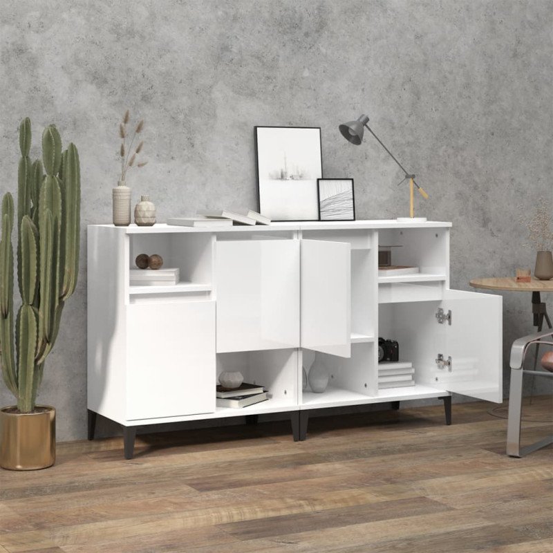 vidaXL Komody 2 ks lesklé biele 60x35x70 cm kompozitné drevo