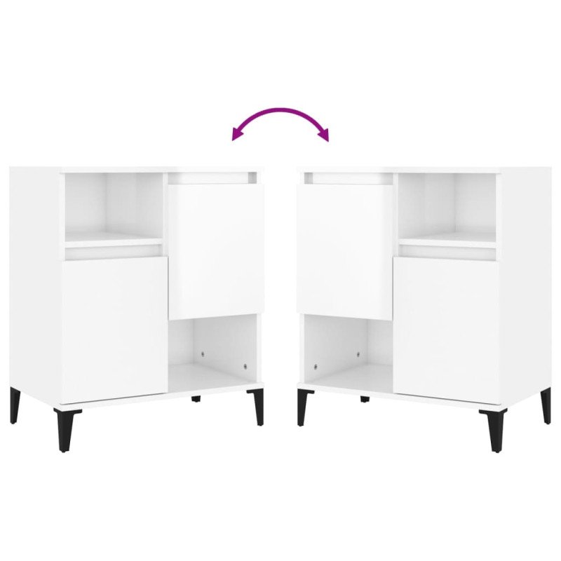vidaXL Komody 2 ks lesklé biele 60x35x70 cm kompozitné drevo