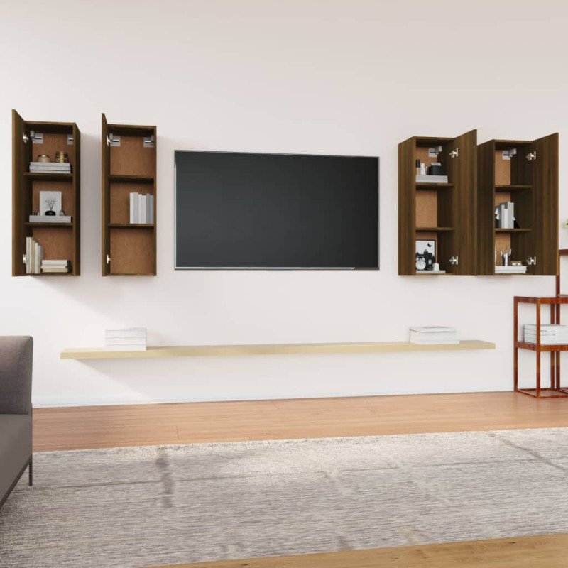 vidaXL TV skrinky 4 ks hnedý dub 30,5x30x90 cm spracované drevo
