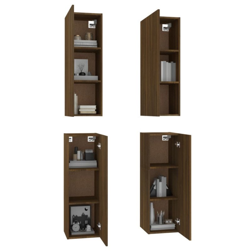 vidaXL TV skrinky 4 ks hnedý dub 30,5x30x90 cm spracované drevo