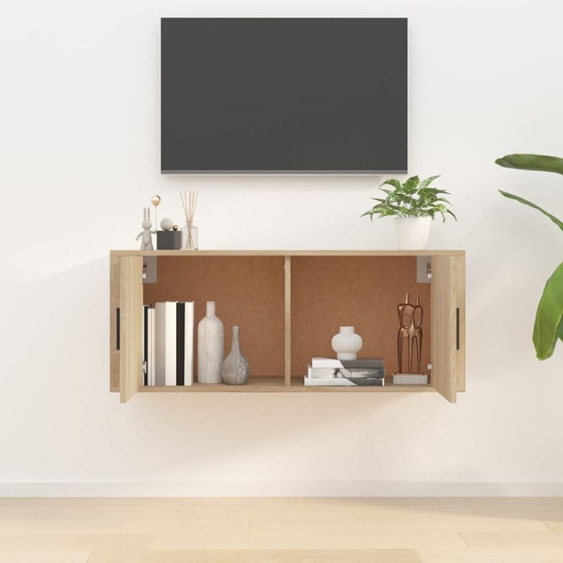 vidaXL Nástenná TV skrinka dub sonoma 100x34,5x40 cm