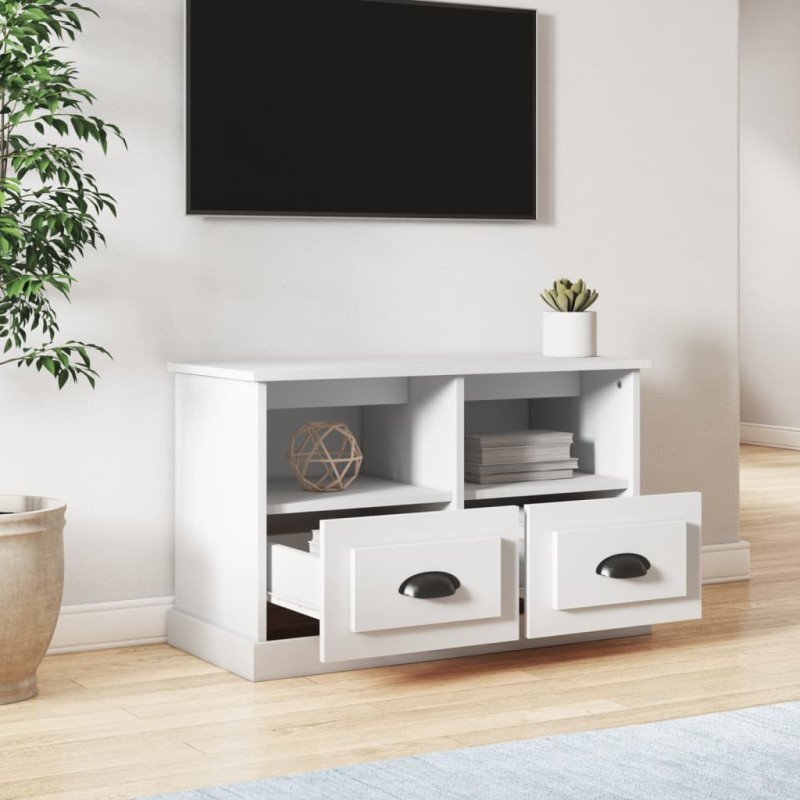 vidaXL TV skrinka biela 80x35x50 cm spracované drevo