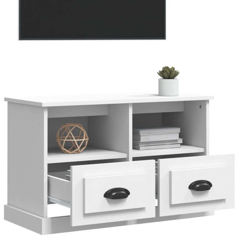 vidaXL TV skrinka biela 80x35x50 cm spracované drevo
