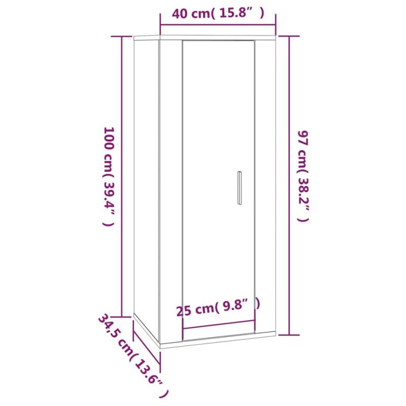 vidaXL Nástenná TV skrinka biela 40x34,5x100 cm