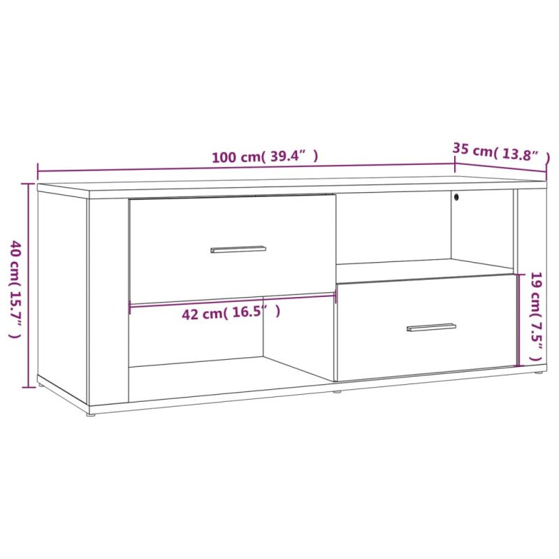 vidaXL TV skrinka sivý dub sonoma 100x35x40 cm spracované drevo