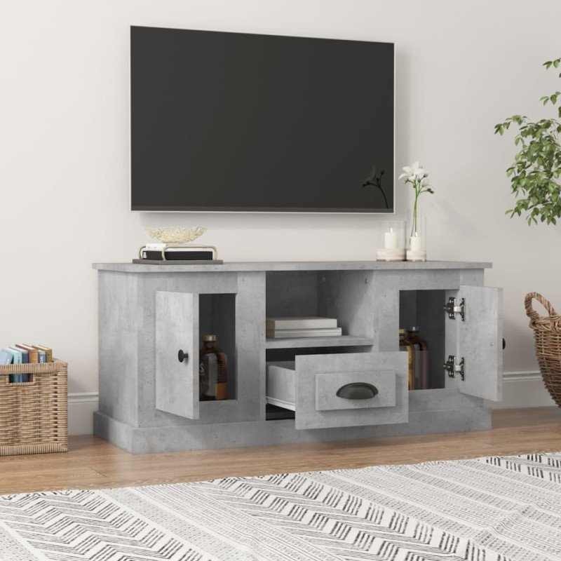 vidaXL TV skrinka betónová sivá 100x35,5x45 cm kompozitné drevo