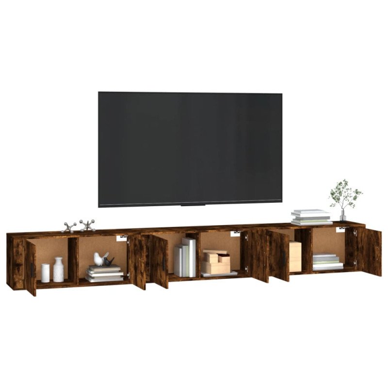 vidaXL Nástenné TV skrinky 3 ks dymový dub 100x34,5x40 cm