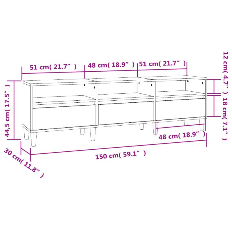 vidaXL TV skrinka biela 150x30x44,5 cm spracované drevo