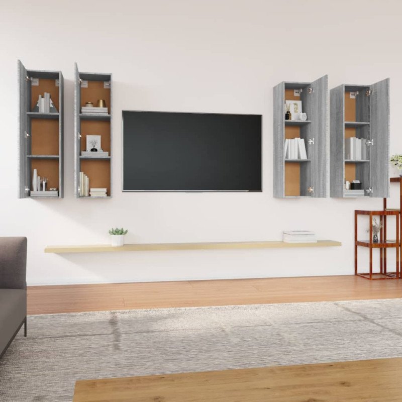 vidaXL TV skrinky 4 ks sivé sonoma 30,5x30x110 cm spracované drevo