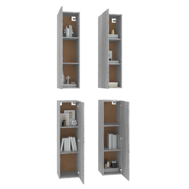 vidaXL TV skrinky 4 ks sivé sonoma 30,5x30x110 cm spracované drevo