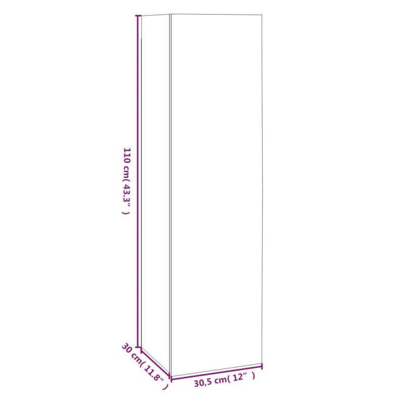 vidaXL TV skrinky 4 ks sivé sonoma 30,5x30x110 cm spracované drevo