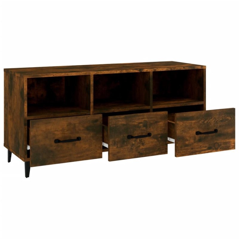 vidaXL TV skrinka dymový dub 102x35x50 cm spracované drevo