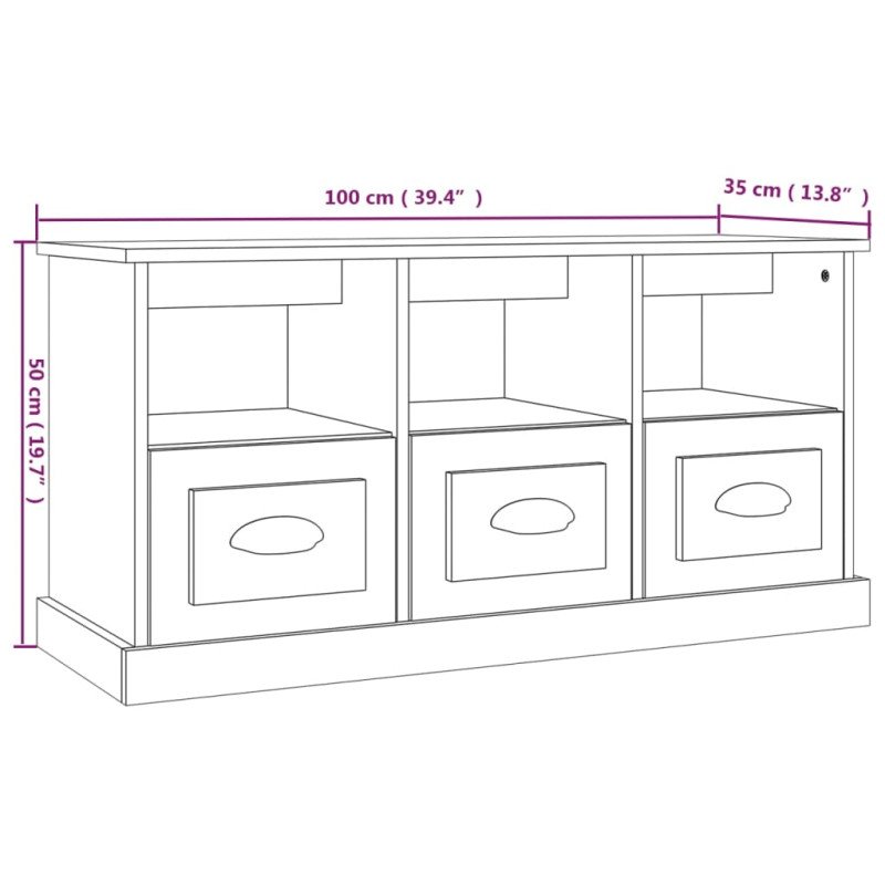 vidaXL TV skrinka sivý dub sonoma 100x35x50 cm kompozitné drevo