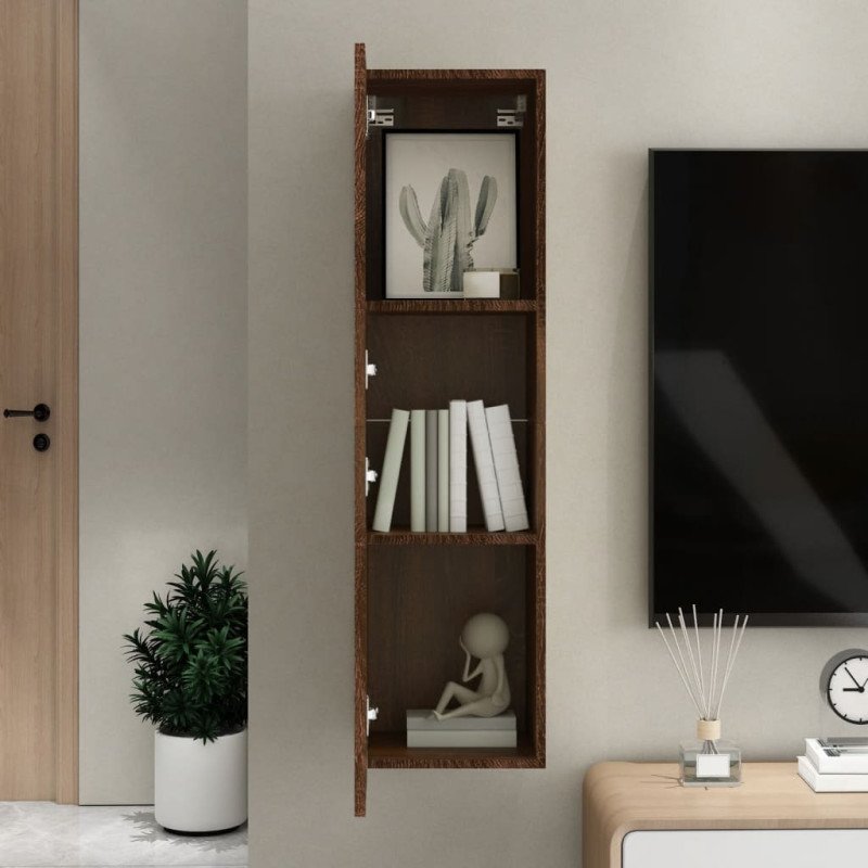 vidaXL Nástenná TV skrinka hnedý dub 30,5x30x110 cm