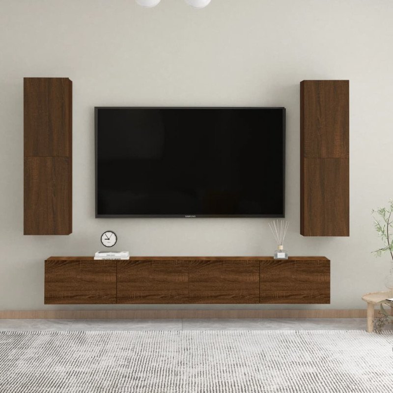 vidaXL Nástenná TV skrinka hnedý dub 30,5x30x110 cm